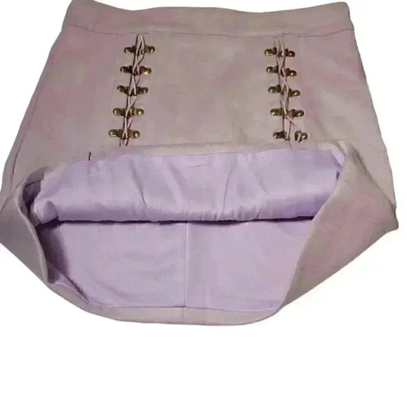 Women's Missguided Faux Suede Buckle Lace Up Mini Lilac Skirt - Picture 6 of 11